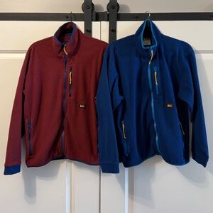 2 women’s REI fleece zip up jackets size medium